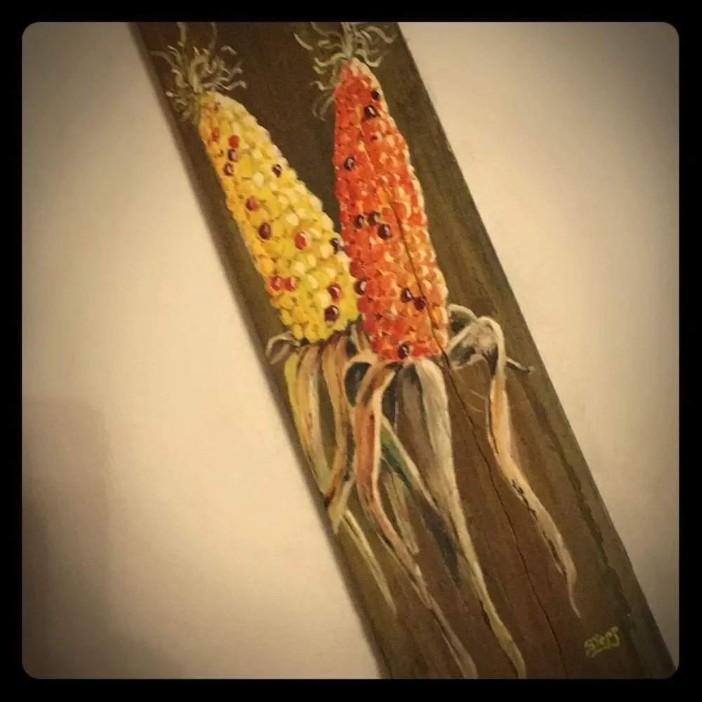 Vintage 70s painting on wood by artist R Stepp
